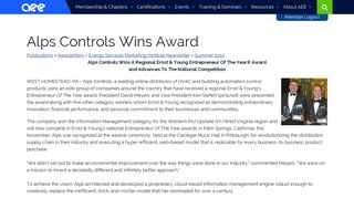 Alps Controls Wins Award - Association of Energy Engineers