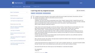 I can't log into my original account. | Facebook Help Community ...