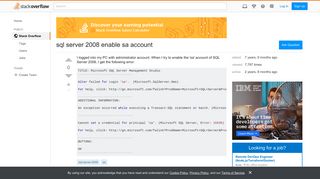 sql server 2008 enable sa account - Stack Overflow