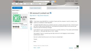 SA account Locked out - MSDN - Microsoft