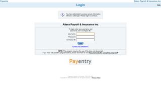 Altera Payroll and Insurance - Login - Payentry