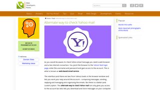 Alternate way to check Yahoo mail - WebDevelopersNotes