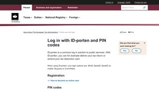 Log in with ID-porten and PIN codes - The Norwegian Tax Administration