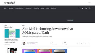 Alto Mail is shutting down now that AOL is part of Oath - Engadget