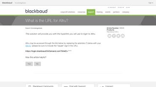 What is the URL for Altru? - Blackbaud Knowledgebase