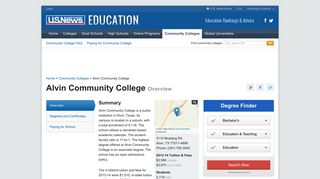 Alvin Community College in Alvin, TX | US News Education