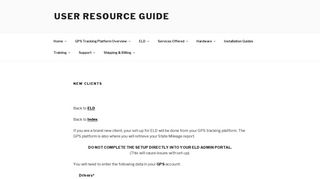 New Clients – User Resource Guide