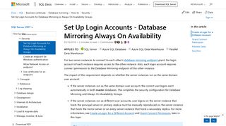 Set Up Login Accounts - Database Mirroring Always On Availability ...