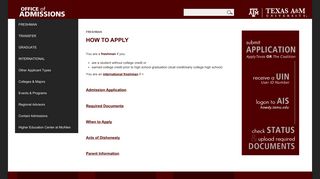 Office of Admissions | Texas A&M University - Freshman | How to Apply