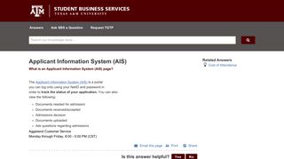 Applicant Information System (AIS) - Service