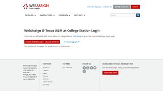WebAssign @ Texas A&M at College Station Login