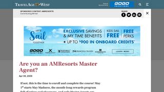 Are you an AMResorts Master Agent? | TravelAge West