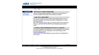 AMA Faculty Database Sign-in Problems - American Management ...
