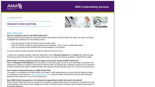 AMA Credentialing Services - AMA Profiles Hub FAQ