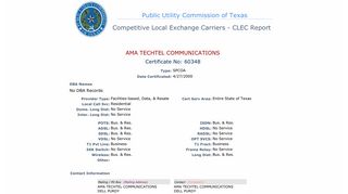 ama techtel communications - CLEC Report