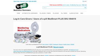 Log-In Care-Givers / Users of e-pill MedSmart PLUS SKU 994019