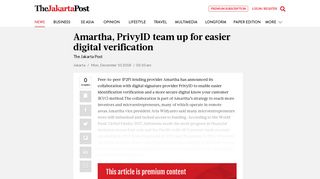 Amartha, PrivyID team up for easier digital verification - Mon ...