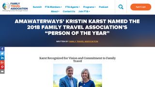 AmaWaterways' Kristin Karst Named the 2018 Family Travel ...