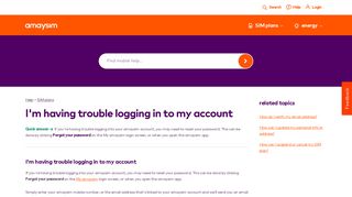 Unable to log in to your account | amaysim