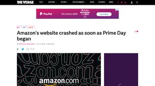 Amazon's website crashed as soon as Prime Day began - The Verge