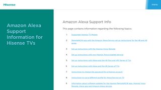 Amazon Alexa Support Info | Hisense USA