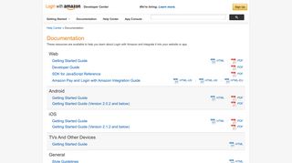 Documentation - Login with Amazon Developer Center