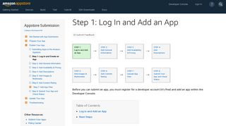 Step 1: Log In and Add an App | Appstore ... - Amazon Developer