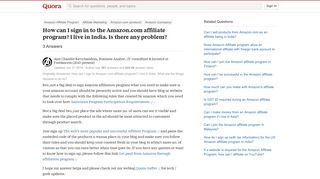 How to sign in to the Amazon.com affiliate program? I live in ...