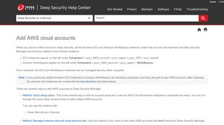 Add AWS cloud accounts | Deep Security