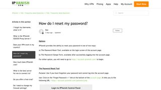 How do I reset my password? – IPVanish