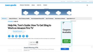 Help Me, Tom's Guide: How To Get Sling to Work on Amazon Fire TV