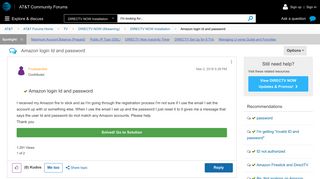 Solved: Amazon login Id and password - AT&T Community