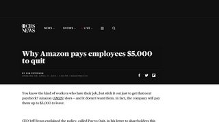 Why Amazon pays employees $5,000 to quit - CBS News