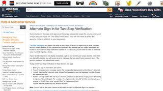 Amazon.com Help: Alternate Sign In for Two-Step Verification