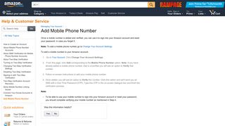 Amazon.in Help: Add Mobile Phone Number