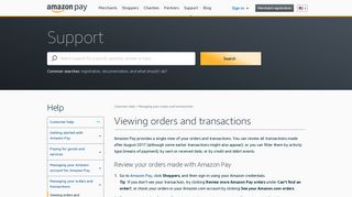 Viewing orders and transactions - Amazon Pay