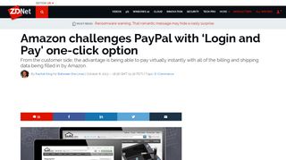 Amazon challenges PayPal with 'Login and Pay' one-click option | ZDNet