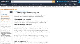 Amazon.co.uk Help: About Signing In and Signing Out