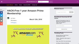 HACK-Free 1 year Amazon Prime Membership | - Be My Aficionado