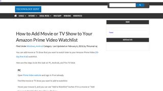 How to Add Movie or TV Show to Your Amazon Prime Video Watchlist