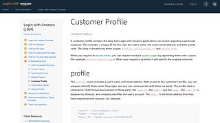Customer Profile | Login with Amazon - Amazon Developer