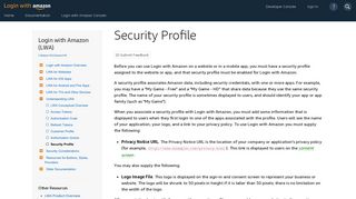 Security Profile | Login with Amazon - Amazon Developer