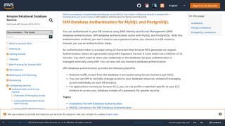 IAM Database Authentication for MySQL and PostgreSQL - Amazon ...