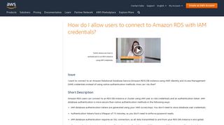 Allow Users to Connect to Amazon RDS With IAM Credentials