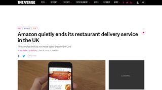 Amazon quietly ends its restaurant delivery service in the UK - The ...