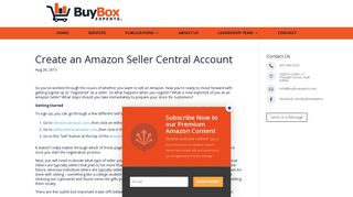 Create an Amazon Seller Central Account - Buy Box Experts