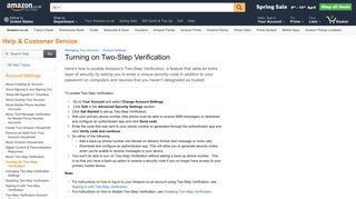 Amazon.co.uk Help: Turning On Two-Step Verification