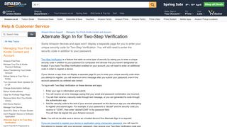 Amazon.co.uk Help: Alternate Sign In for Two-Step Verification