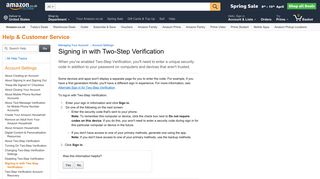 Amazon.co.uk Help: Signing in with Two-Step Verification