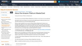 Amazon.co.uk Help: About Using Your Amazon Platinum MasterCard